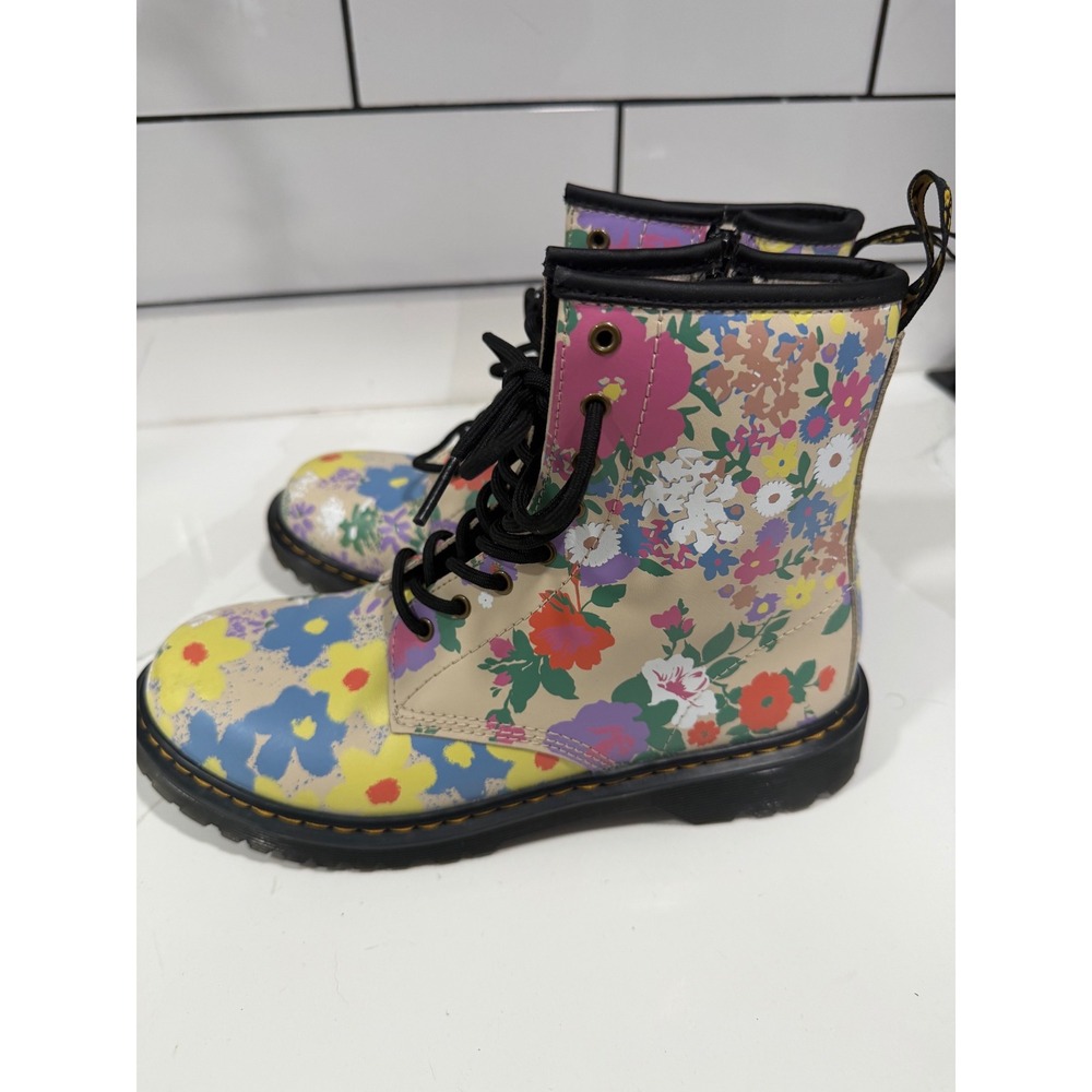 Dr. Martens 1460 Y Floral Combat Boots Kids Size 6M 7L EU 38 Multi Color Zip - Picture 2 of 9